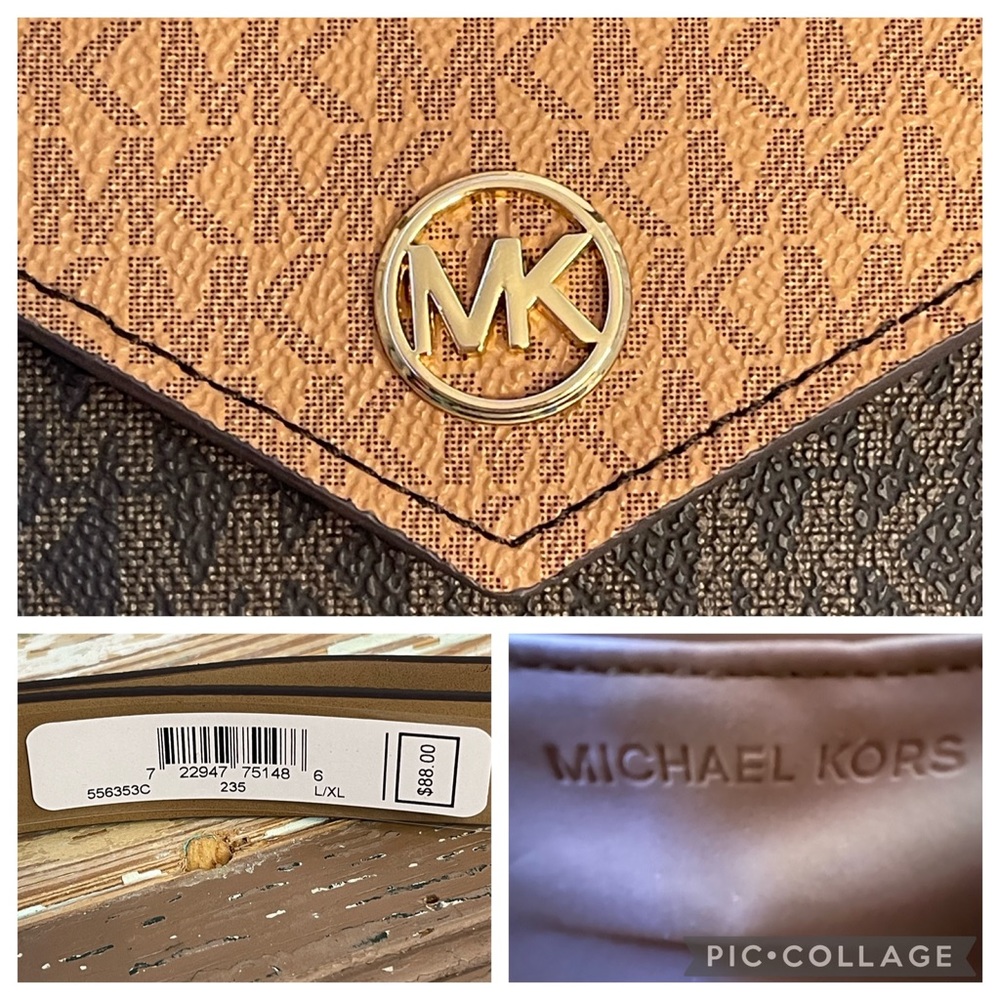 MICHAEL KORS Logo Monogram Envelopes Belt Bag | Brown Signature Logo - Picture 9 of 9